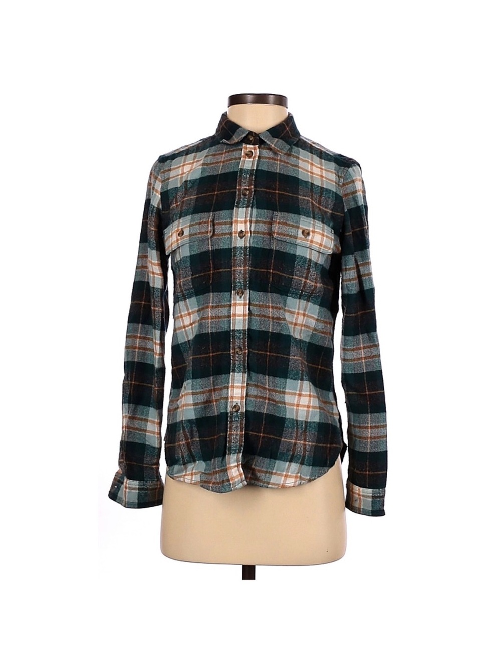 American Eagle Outfitters Green Plaid Button-Down Shirt
